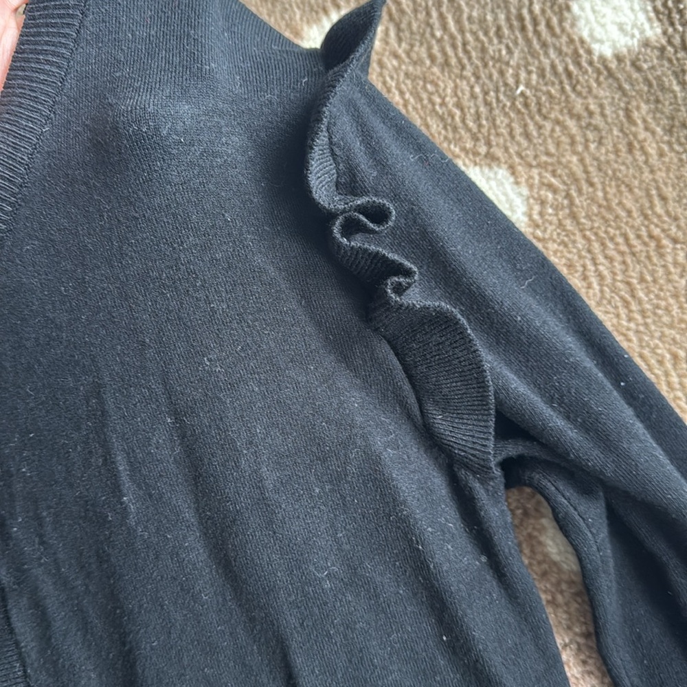 Black Knit Ruffle Cardigan - Picture 4 of 6